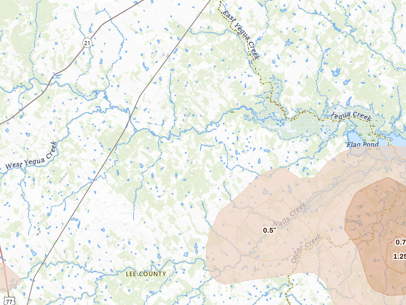 Radar-estimated hail-size map of the storm over Dime Box, TX on May 10, 2026