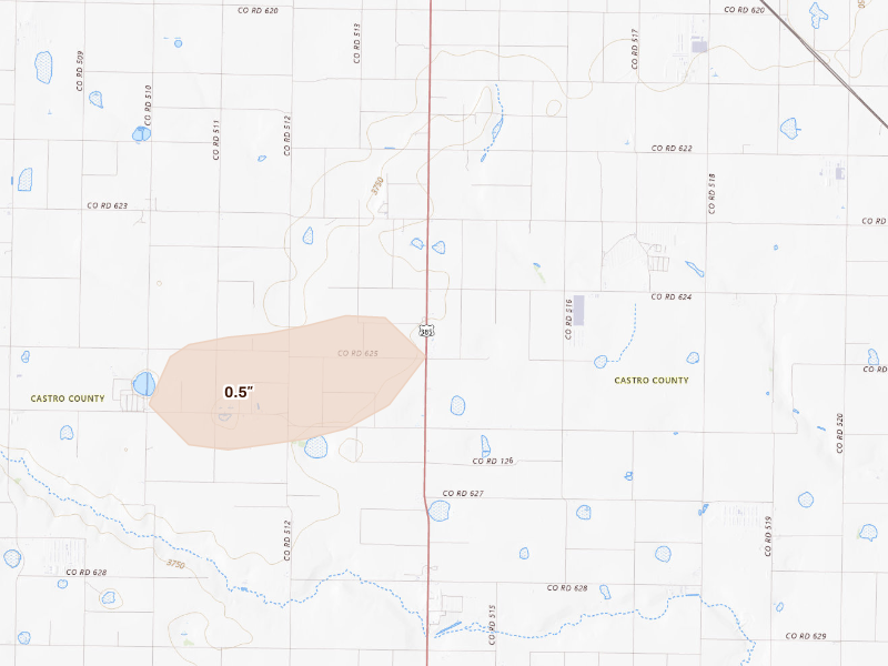 Radar-estimated hail-size map of the storm over Dimmitt, TX