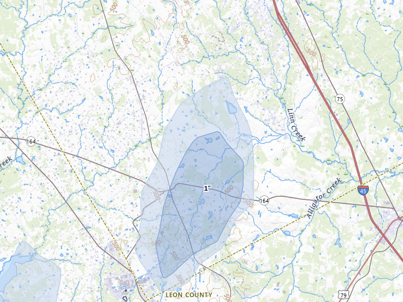 NEXRAD radar-signature map of the hail over Donie, TX