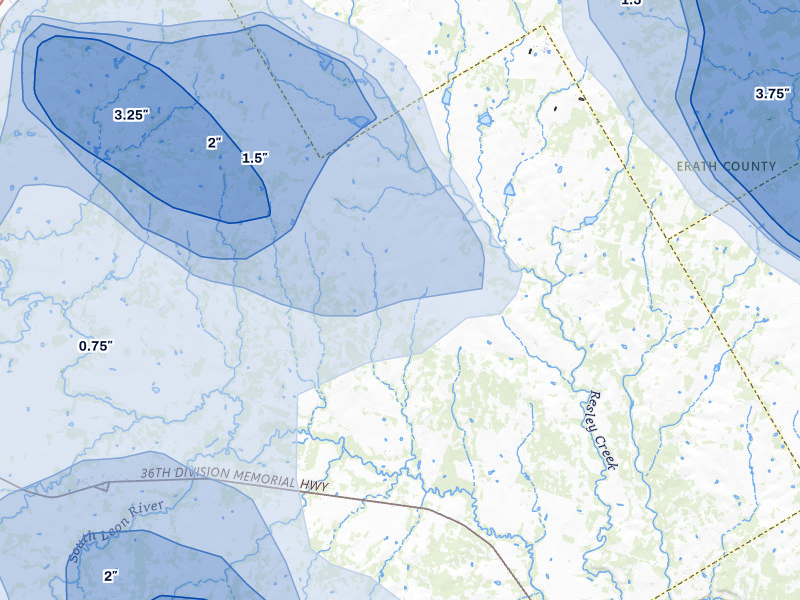NEXRAD radar-signature map of the hail storm over Dublin, TX on May 10, 2026