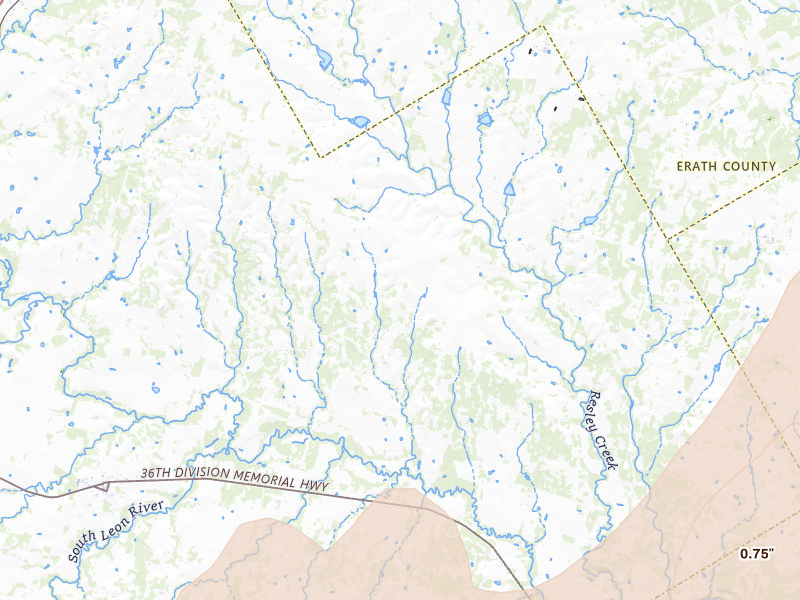 Radar-estimated hail-size map of the storm over Dublin, TX on Jun 6, 2026