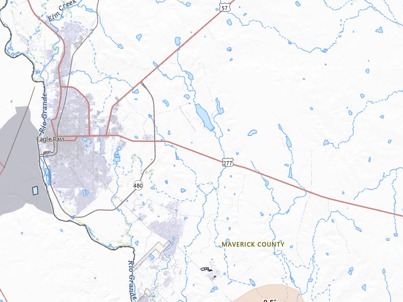 Radar-estimated hail-size map of the storm over Eagle Pass, TX on May 10, 2026