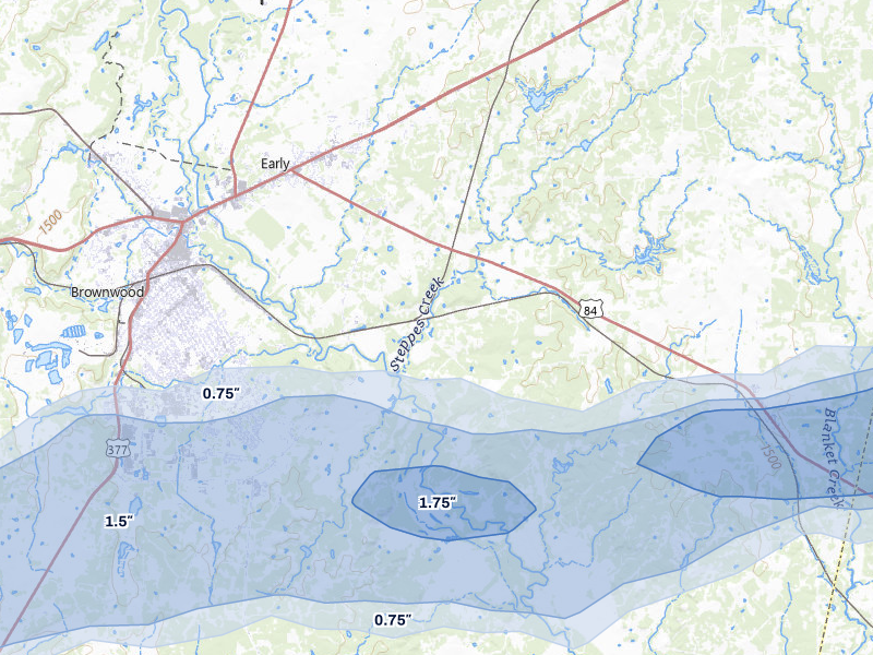 NEXRAD radar-signature map of the hail storm over Early, TX on Apr 18, 2026