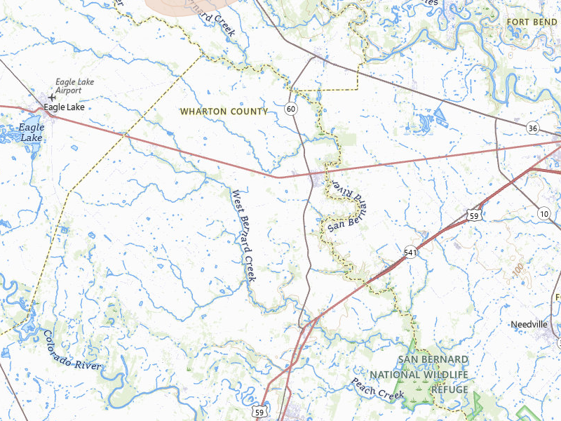 Radar-estimated hail-size map of the storm over East Bernard, TX on Jun 2, 2026