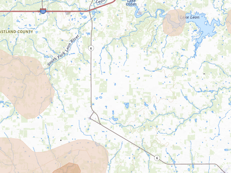 Radar-estimated hail-size map of the storm over Eastland, TX on May 10, 2026