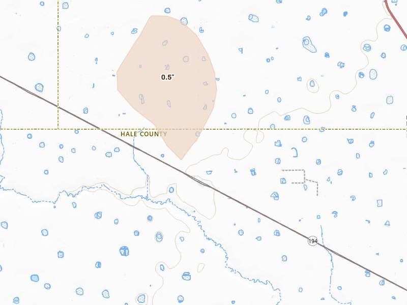 Radar-estimated hail-size map of the storm over Edmonson, TX