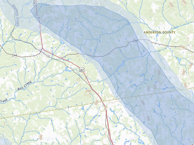 NEXRAD radar-signature map of the hail over Elkhart, TX