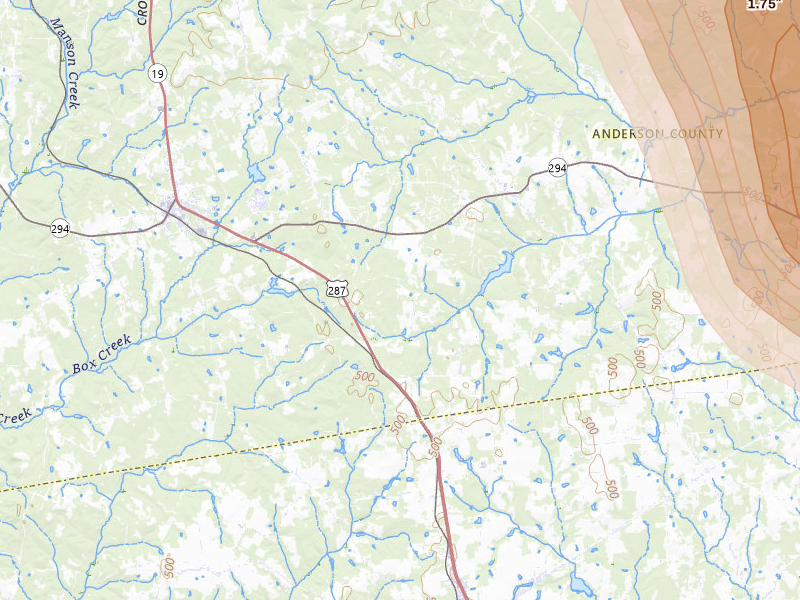 Radar-estimated hail-size map of the storm over Elkhart, TX on Apr 24, 2026