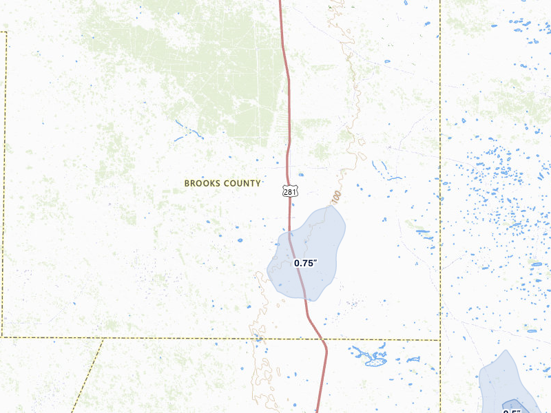 NEXRAD radar-signature map of the hail storm over Encino, TX on Jul 8, 2026