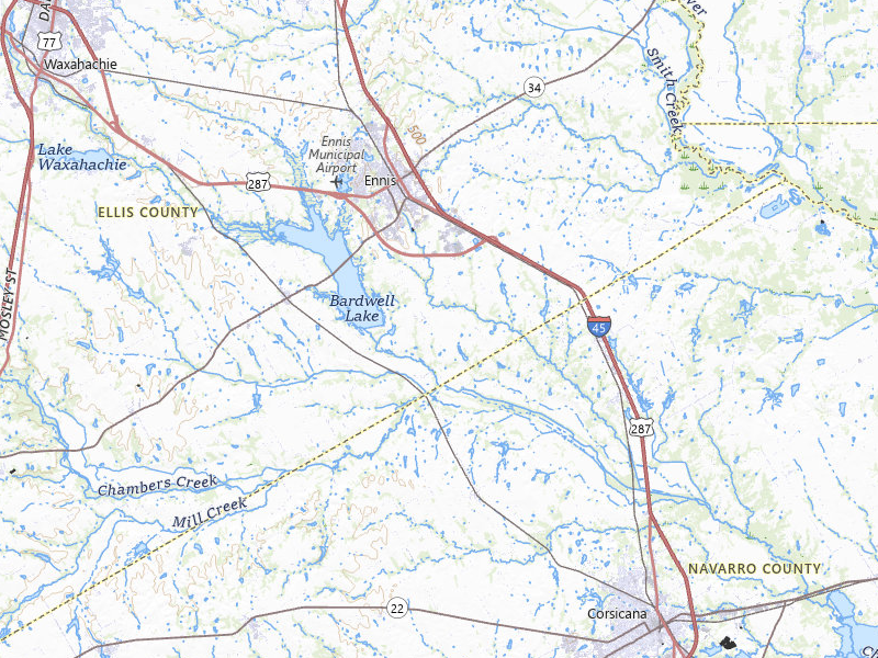 Radar-estimated hail-size map of the storm over Ennis, TX on Jul 7, 2026