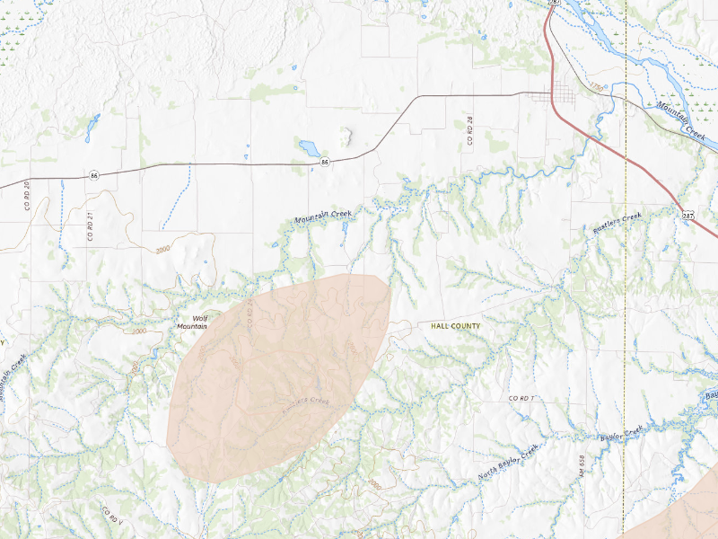 Radar-estimated hail-size map of the storm over Estelline, TX on Sep 19, 2026