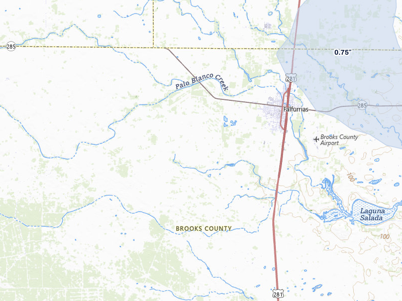 NEXRAD radar-signature map of the hail storm over Falfurrias, TX on Jul 6, 2026