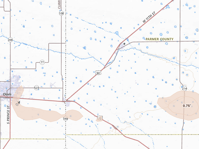Radar-estimated hail-size map of the storm over Farwell, TX
