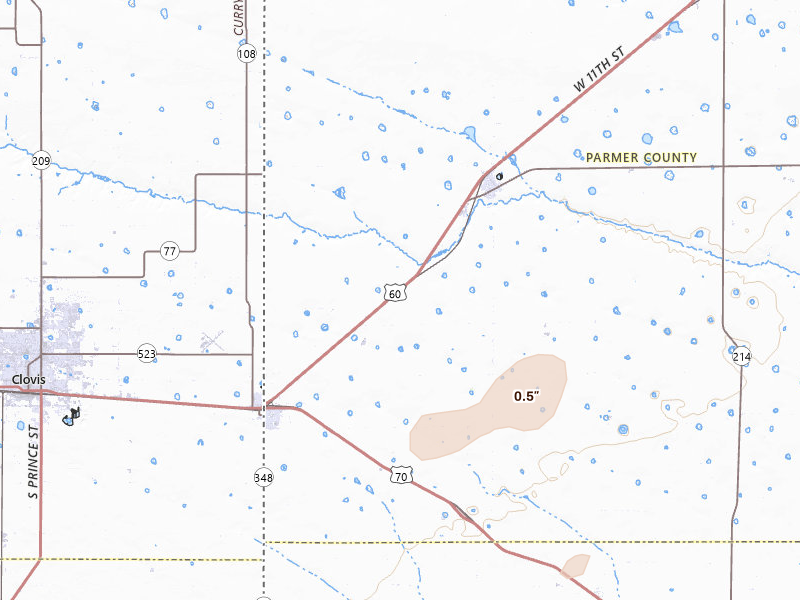 Radar-estimated hail-size map of the storm over Farwell, TX