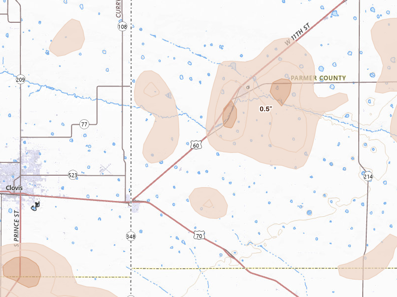 Radar-estimated hail-size map of the storm over Farwell, TX