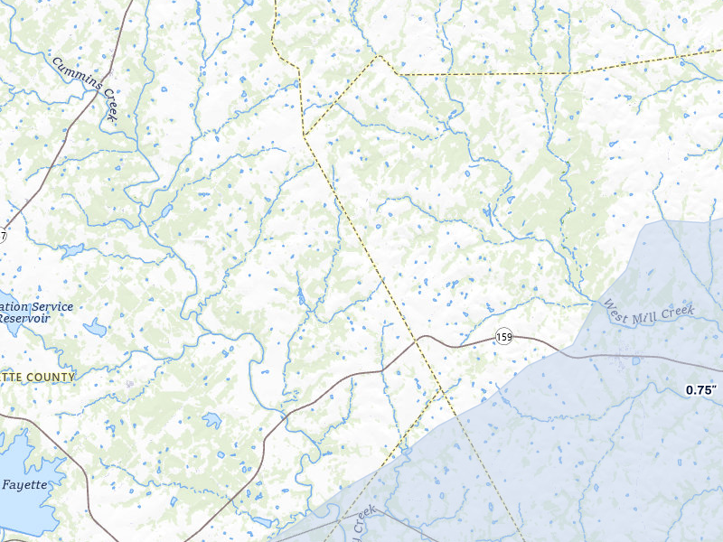 NEXRAD radar-signature map of the hail over Fayetteville, TX
