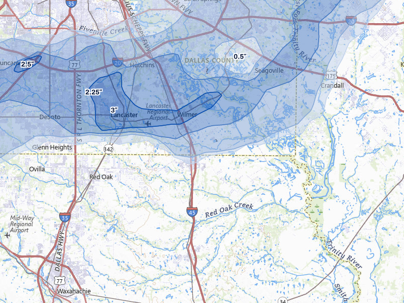 NEXRAD radar-signature map of the hail storm over Ferris, TX on Mar 4, 2026