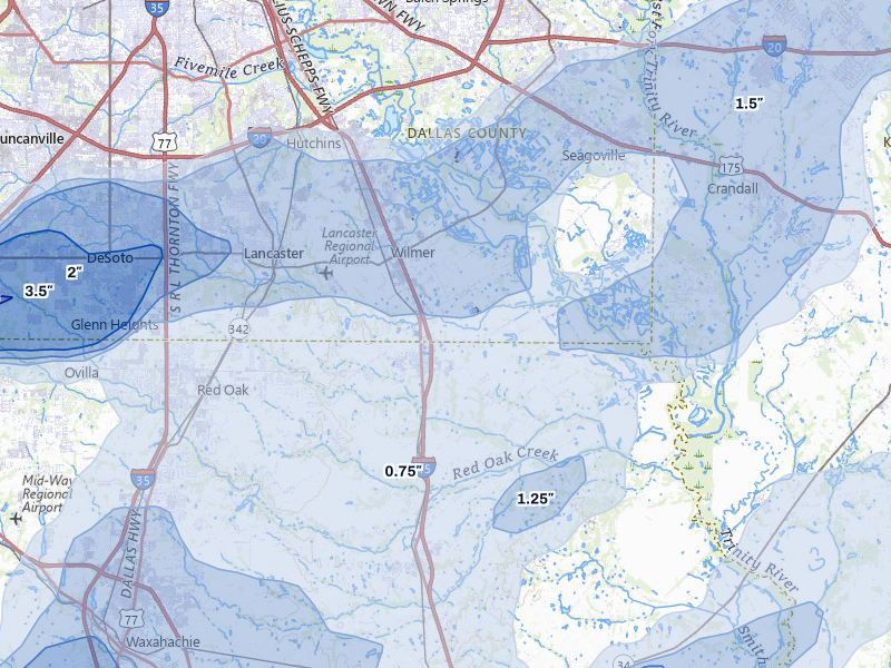NEXRAD radar-signature map of the hail storm over Ferris, TX on Jun 6, 2026