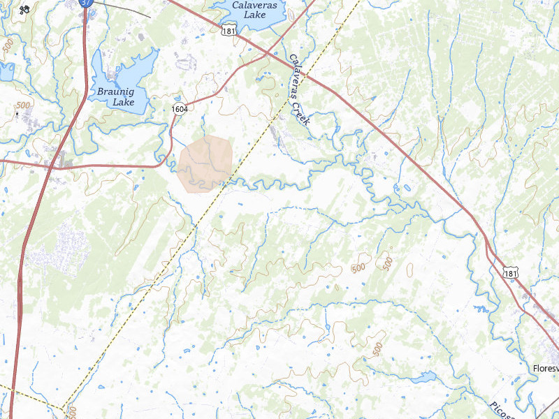 Radar-estimated hail-size map of the storm over Floresville, TX on Mar 7, 2026
