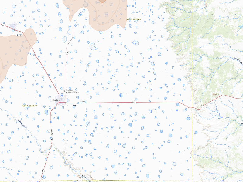 Radar-estimated hail-size map of the storm over Floydada, TX on Sep 15, 2026