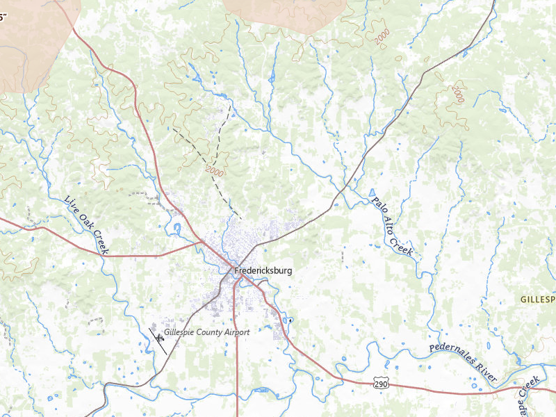 Radar-estimated hail-size map of the storm over Fredericksburg, TX on May 21, 2026