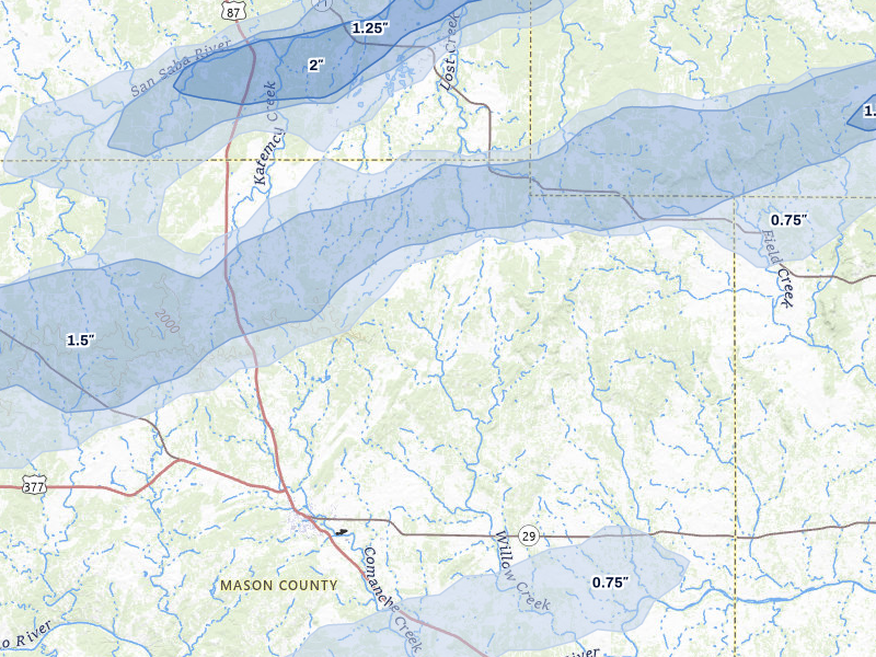 NEXRAD radar-signature map of the hail storm over Fredonia, TX on Apr 18, 2026