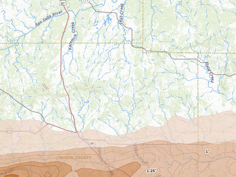 Radar-estimated hail-size map of the storm over Fredonia, TX on May 6, 2026