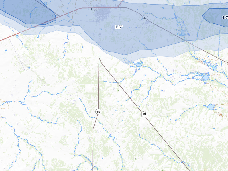 NEXRAD radar-signature map of the hail storm over Freer, TX on Mar 7, 2026
