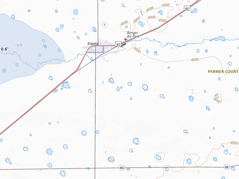 NEXRAD radar-signature map of the hail storm over Friona, TX on Jul 1, 2026