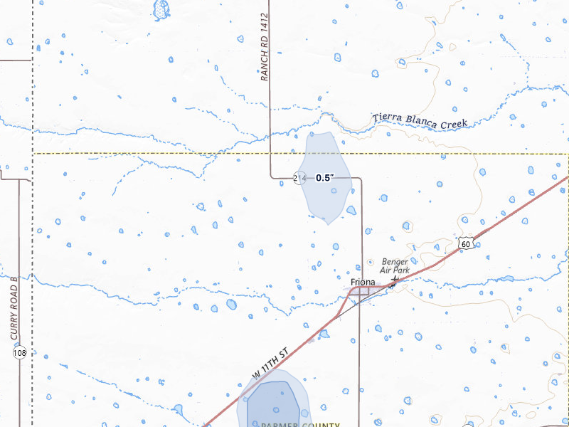 NEXRAD radar-signature map of the hail storm over Friona, TX on Jul 24, 2026
