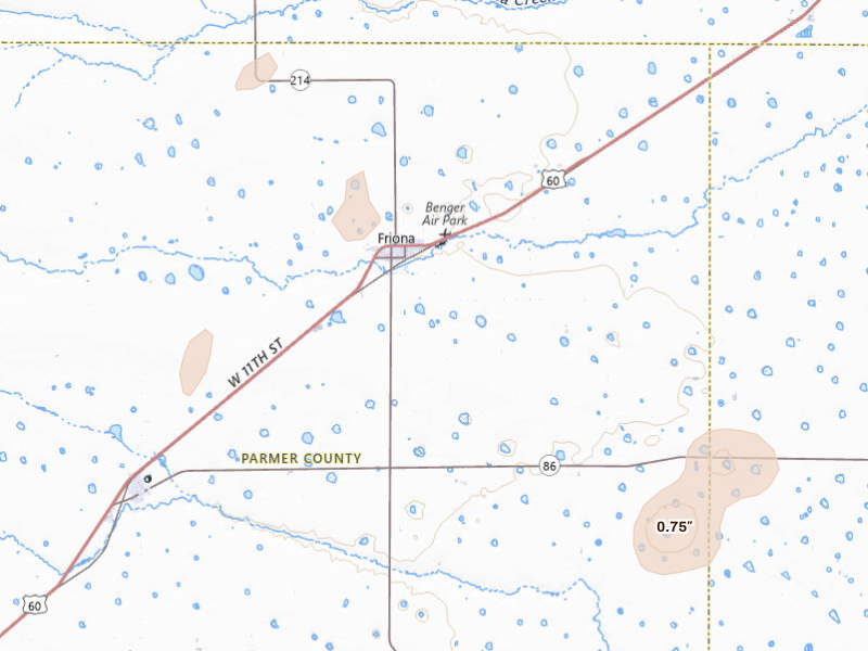 Radar-estimated hail-size map of the storm over Friona, TX