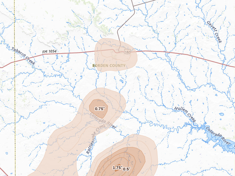 Radar-estimated hail-size map of the storm over Gail, TX
