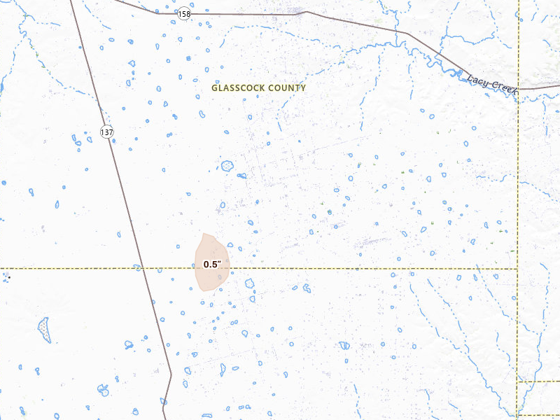 Radar-estimated hail-size map of the storm over Garden City, TX on Jun 2, 2026