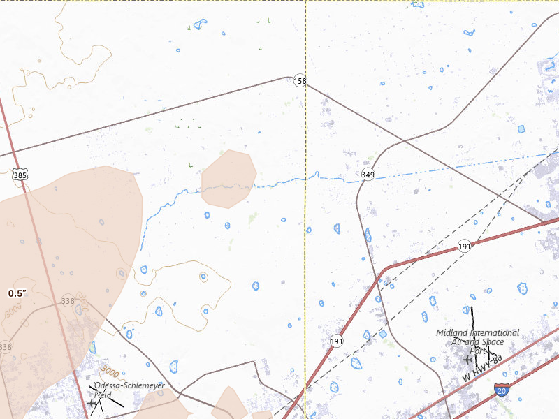 Radar-estimated hail-size map of the storm over Gardendale, TX