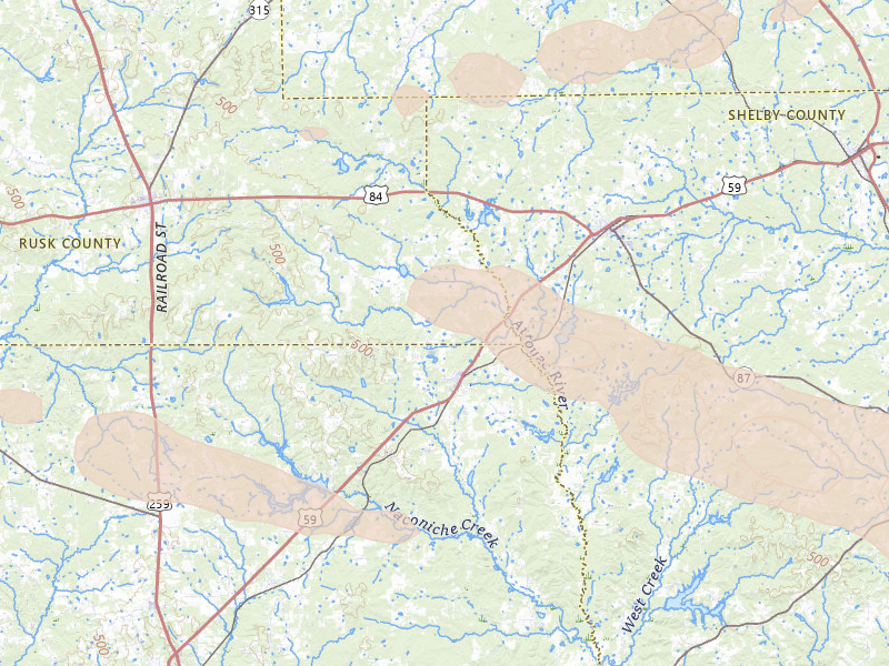 Radar-estimated hail-size map of the storm over Garrison, TX on Apr 29, 2026