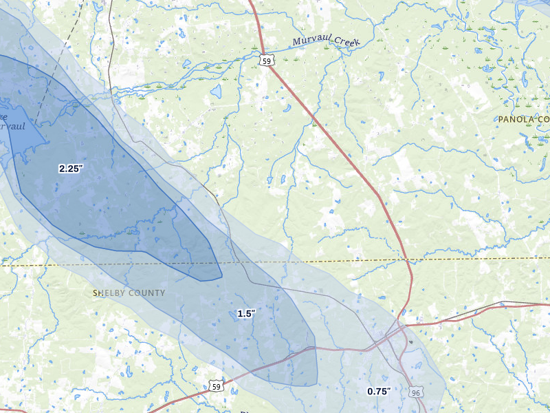 NEXRAD radar-signature map of the hail over Gary, TX