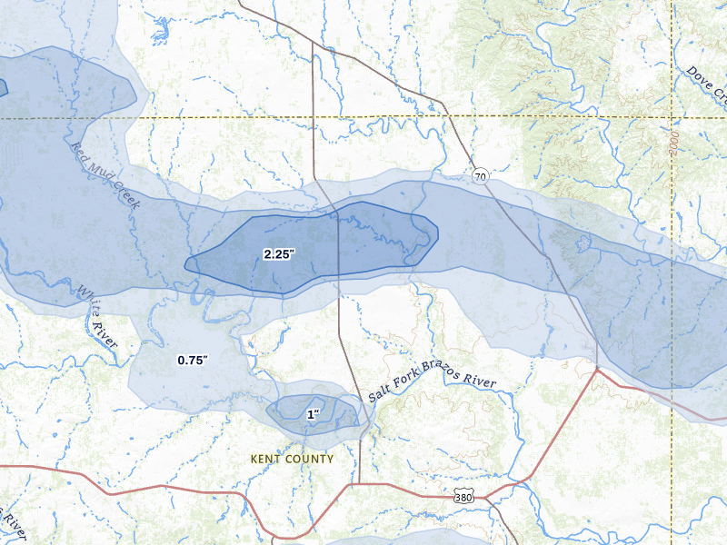 NEXRAD radar-signature map of the hail storm over Girard, TX on May 15, 2026