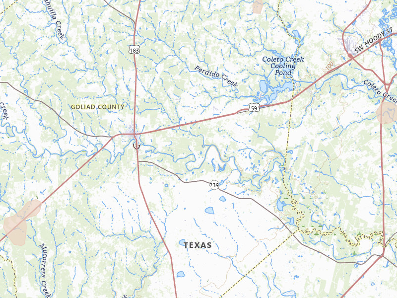 Radar-estimated hail-size map of the storm over Goliad, TX on May 23, 2026