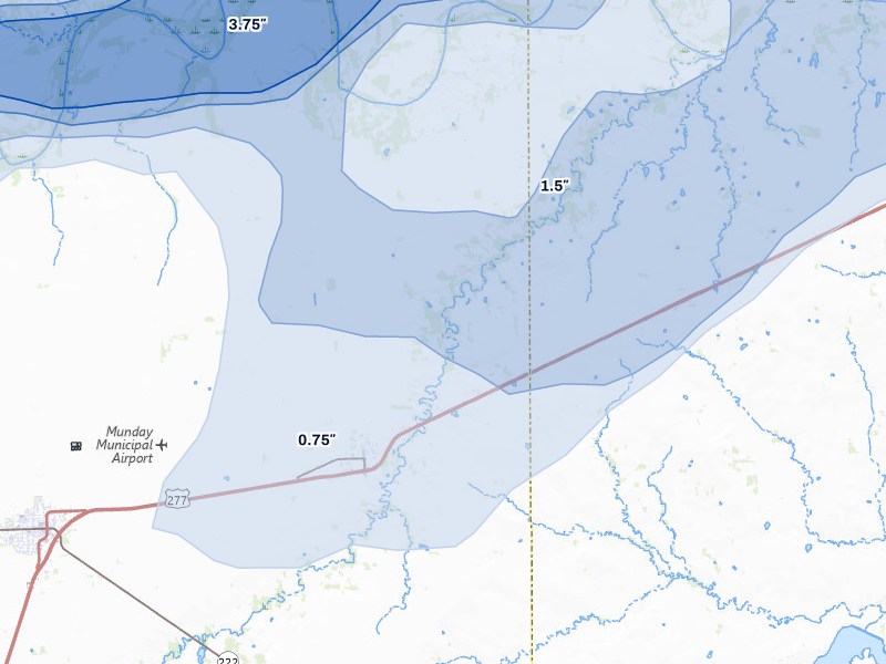 NEXRAD radar-signature map of the hail storm over Goree, TX on Apr 1, 2026