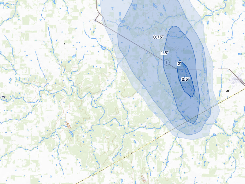 NEXRAD radar-signature map of the hail storm over Gorman, TX on May 28, 2026