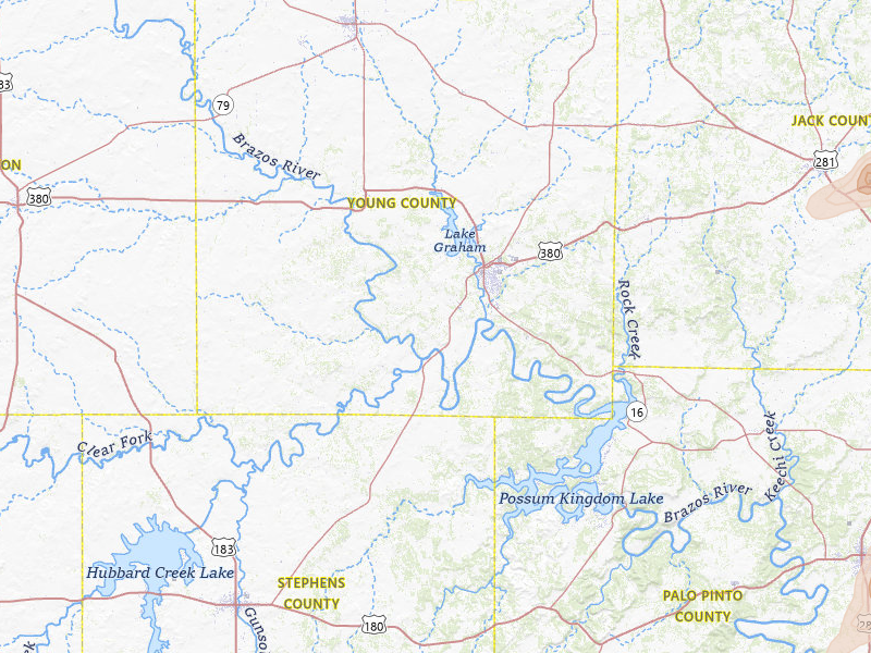 Radar-estimated hail-size map of the storm over Graham, TX on Mar 4, 2026
