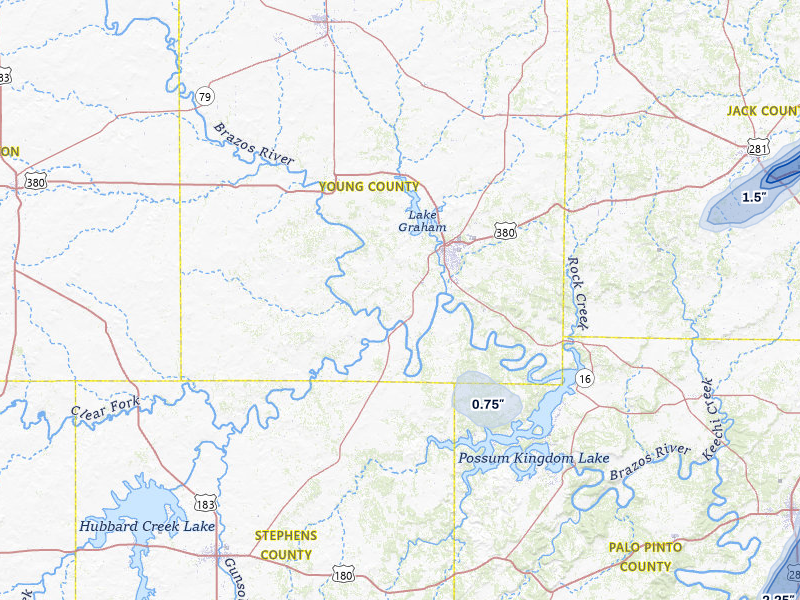 NEXRAD radar-signature map of the hail storm over Graham, TX on Mar 4, 2026