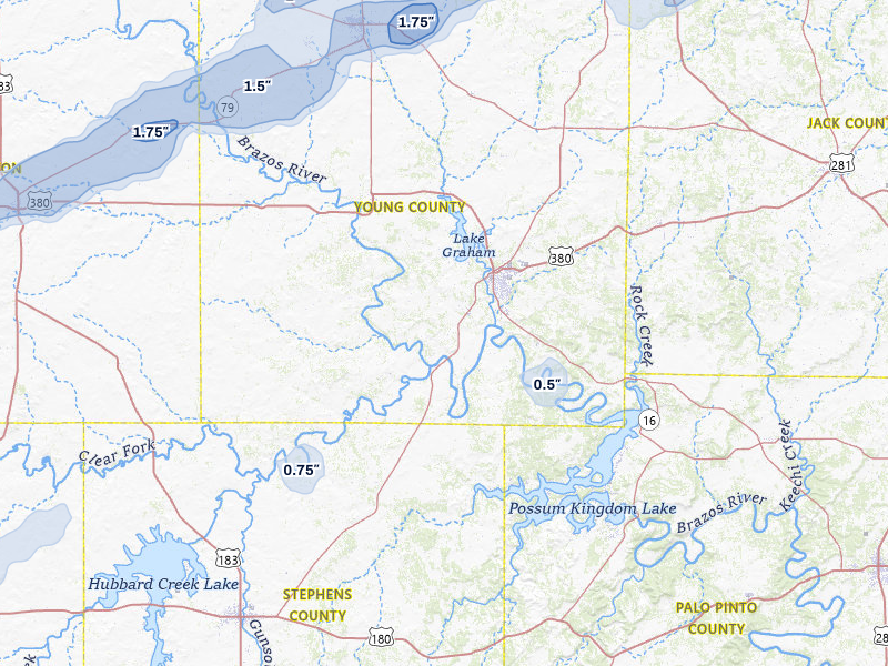 NEXRAD radar-signature map of the hail storm over Graham, TX on Mar 6, 2026