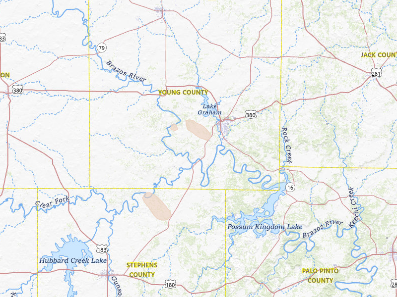Radar-estimated hail-size map of the storm over Graham, TX on May 28, 2026
