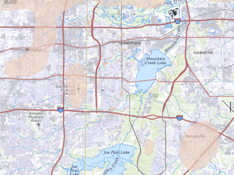 Radar-estimated hail-size map of the storm over Grand Prairie, TX on May 24, 2026