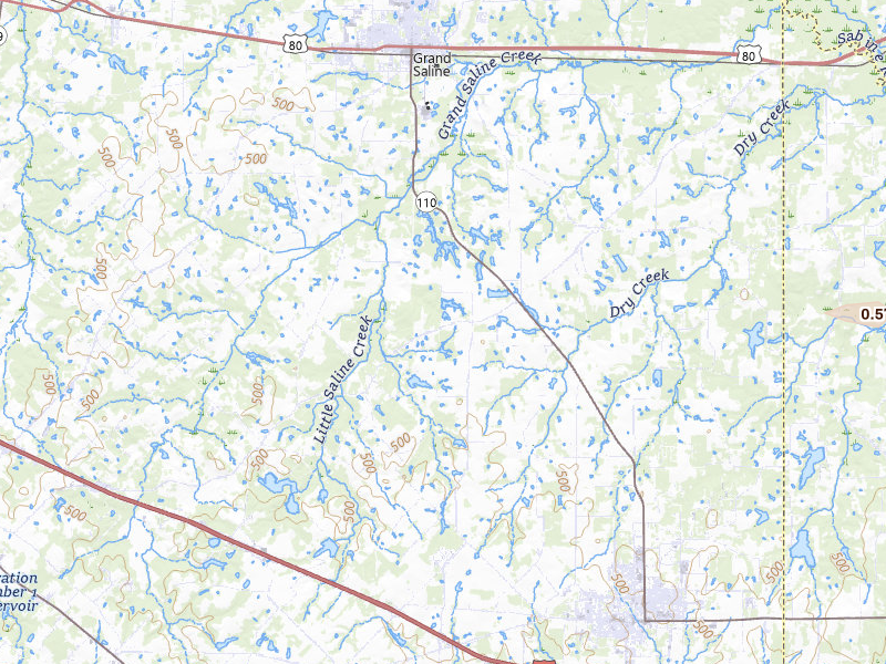 Radar-estimated hail-size map of the storm over Grand Saline, TX on Jul 7, 2026