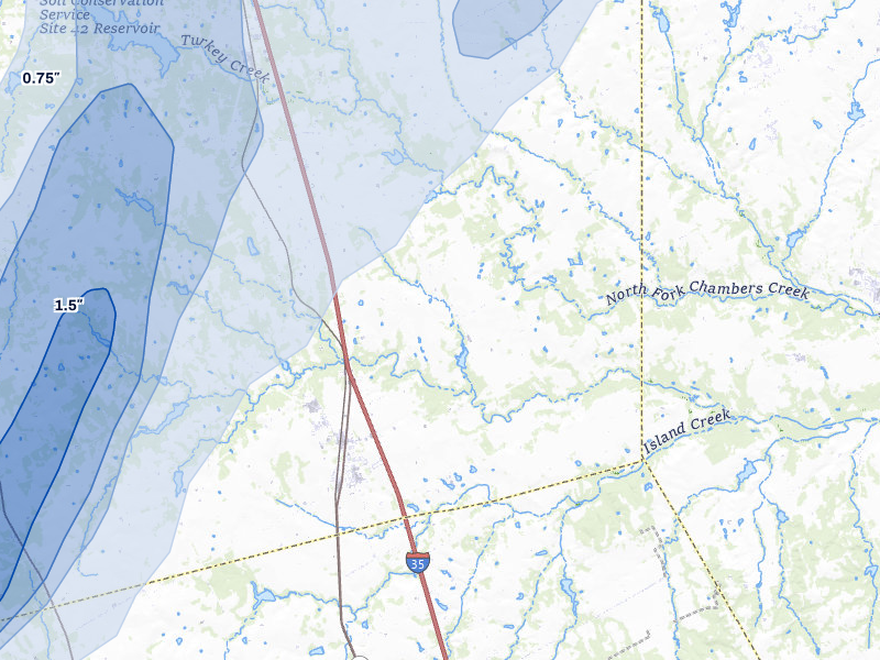 NEXRAD radar-signature map of the hail storm over Grandview, TX on Mar 4, 2026