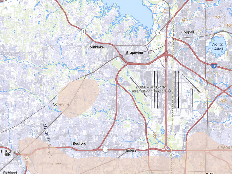 Radar-estimated hail-size map of the storm over Grapevine, TX on May 24, 2026
