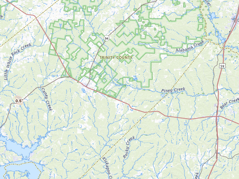 Radar-estimated hail-size map of the storm over Groveton, TX on Jul 7, 2026