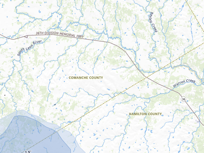 NEXRAD radar-signature map of the hail storm over Gustine, TX on Jul 6, 2026